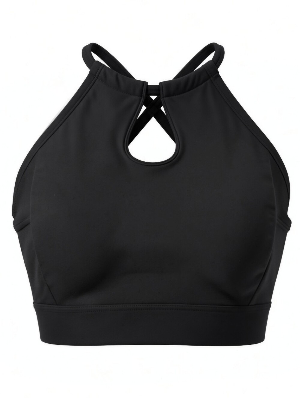 Girls' Black High-Neck Ohlala  Sports Crop Top
